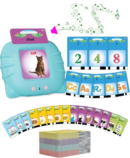 Cartes éducatives,Flash Jouets pour Jeunes Enfants de 1 à 6 Ans, préscolaires pour Enfants pour écouter et Apprendre 510 Mots (Bleu français + Anglais) Bleu (510 en français + 510 en anglais)