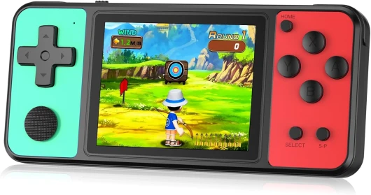 ZHISHAN Jeux portables 32 bits pour enfants - 139 jeux vidéo intégrés - Écran IPS de 3" rechargeable - Joueur de jeu d'arcade portable - Jouets électroniques pour garçons et filles - Cadeau Gren Red