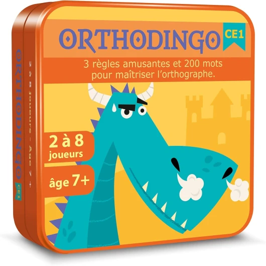 Aritma - ORTHODINGO CE1 - Jeu de Société Éducatif 7 Ans - Progresser et améliorer Son Orthographe - Apprendre des Mots et Développer Le Vocabulaire - 2-8 Joueurs - 15 Min - Version Française