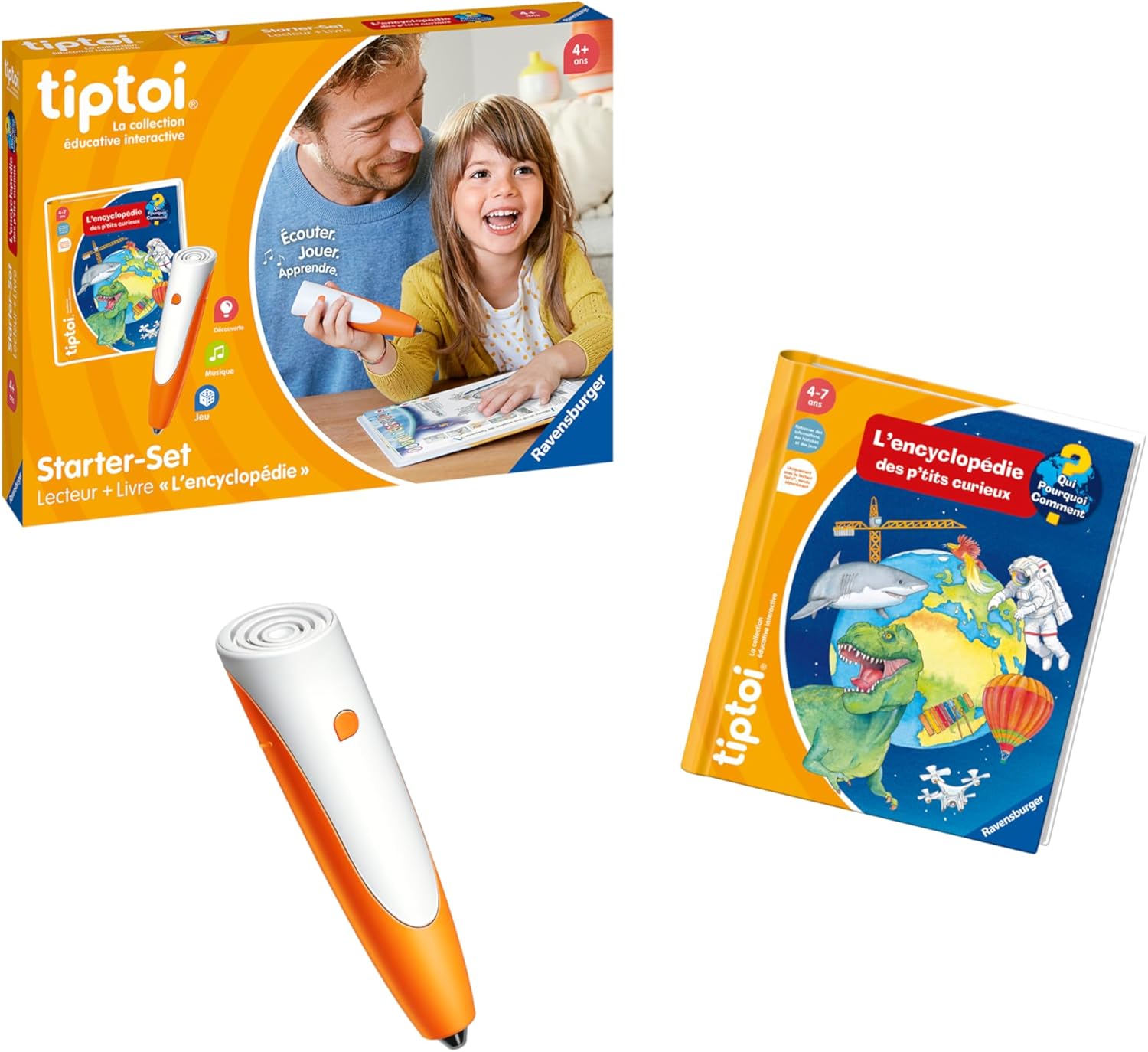 Tiptoi® - Starter Set - Lecteur + Livre 'L'encyclopédie des p'tits Curieux' - Jeu éducatif électronique, sans écran - Dès 4 Ans - Version française - 00176