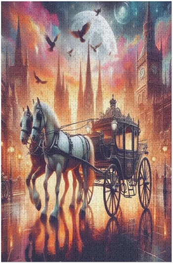 1000 Pièces Puzzles De Motif carrosse pour Adultes Enfants Puzzle en Bois Jeux ÉduChatifs, Jeu Familial Amusant 78×53cm
