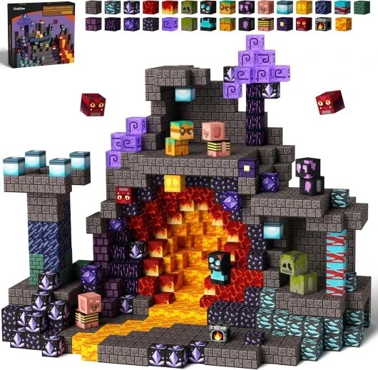100PCS MagWonder Blocs Construction Magnétiques Enfants, Gemfifre Hollow pour Construire Mondes, Aventure Game-based, Jouet Sensoriel Montessori à Empiler, Cadeau pour Garçons et Filles dès 3+