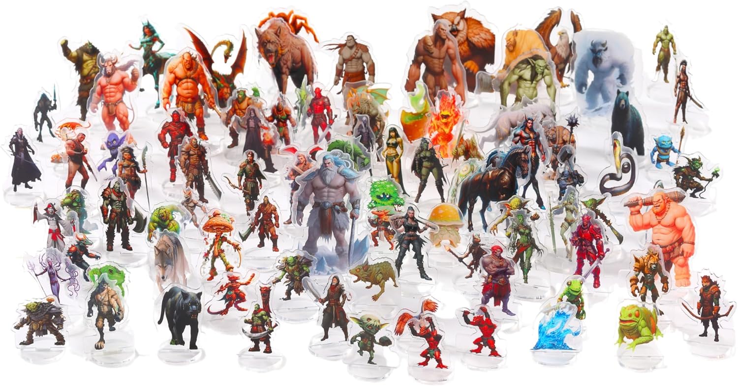 DND Miniatures en Vrac Thème Tribal Donjons et Dragons Set de démarrage Figurines 2D D&D 5E Terrain Minis Kit Pathfinder Map Figurines Plates TTRPG Accessoires d'aventure Fournitures RPG Fournitures