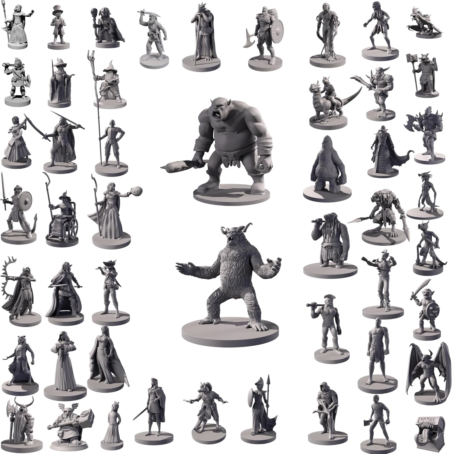 Lot de 50 figurines uniques de RPG fantastiques pour Donjons et Dragons, jeux de rôle Pathfinder, non peints, parfaits pour D&D