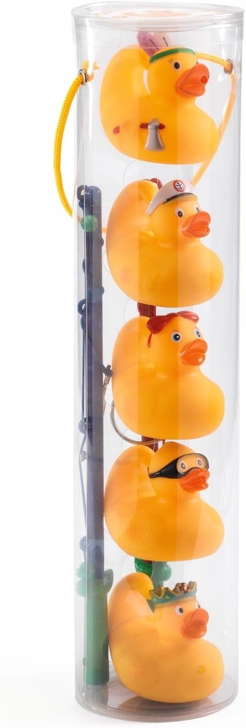 Pêche aux canards - Pour les 2 ans et plus - Jeu d'Adresse - Améliore les Compétences Motrices - Comprend 5 Canards et 2 Cannes à Pêche - Intérieur et Extérieur - Fabrication de Qualité