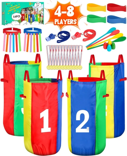 Eocolz Jeux de carnaval en plein air, sacs de pommes de terre pour enfants et adultes, relais de cuillère à œufs, bandes de course à 3 pieds, jeux de queue, fête d'anniversaire, journée de famille,
