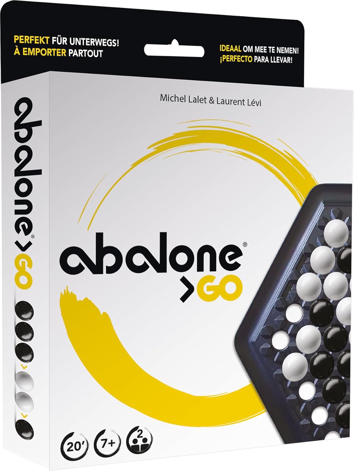 Abalone GO – Jeu de Société pour Adultes & Enfants dès 7 Ans – Jeu de Stratégie pour 2 Joueurs - Poussez Dehors Les Billes de l'Adversaire - Format Voyage – 20 Min – Version Française
