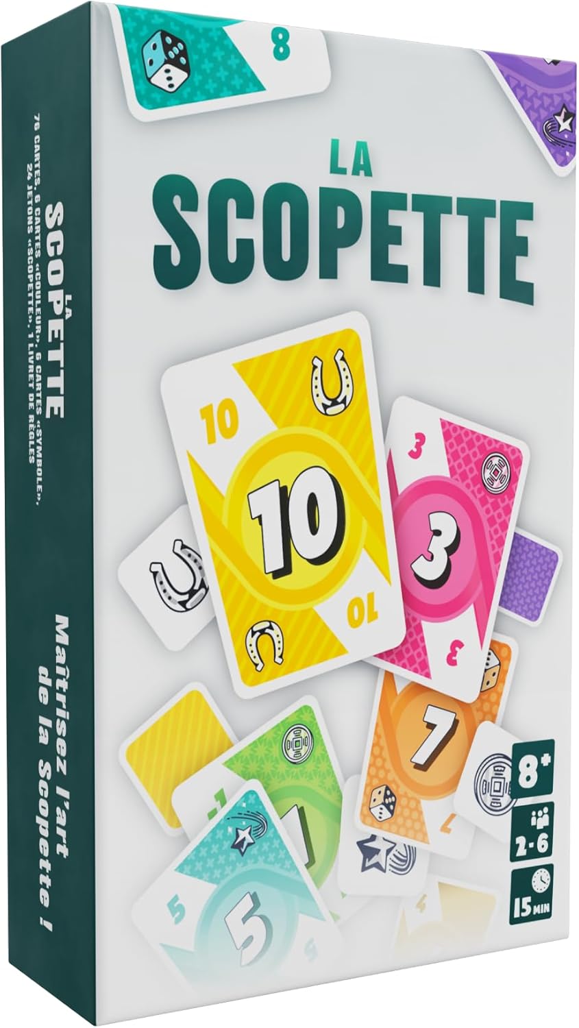 LA SCOPETTE - Jeu de Société, Jeux de Carte Rapide et Stratégique, Variante Italienne de la Scopa, Jeu Tactique 2 à 6 Joueurs, Parties de 15 min Conçu en France, Ideal comme Idée Cadeau Anniversaire