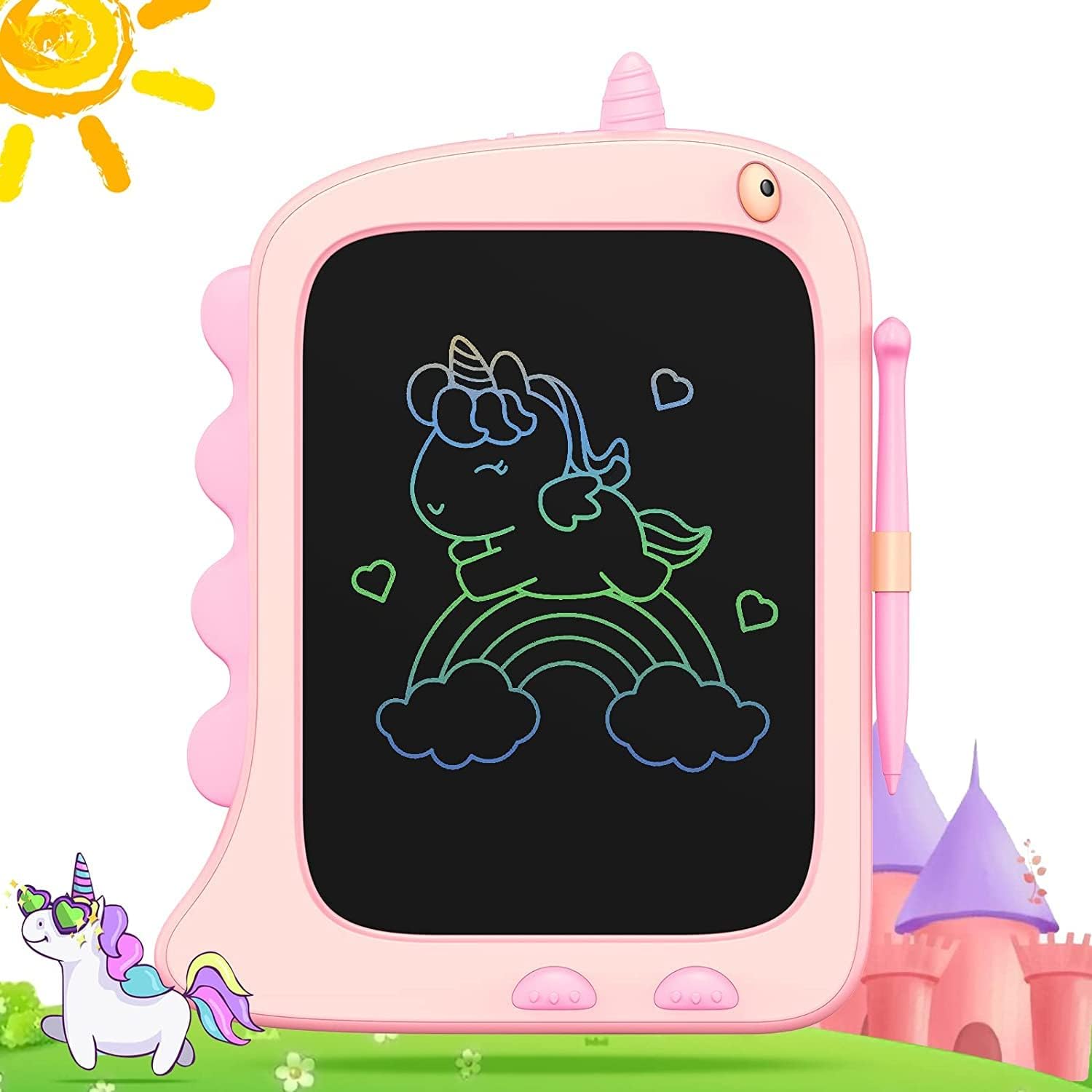 Tablette D'écriture LCD de 8,5 Pouces, Tablette Graphique, Ardoise Magique, Tablette Dessin Enfant de 2 3 4 5 6 7 Ans Filles et Garçons Cadeau d'anniversaire pour Les Enfants Licorne Jouets Rose
