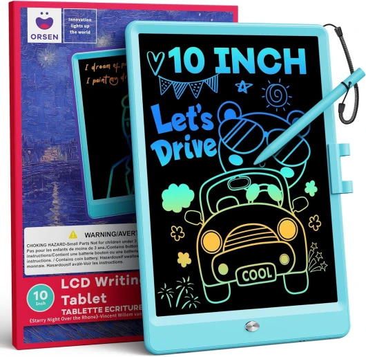 Tablette D'écriture LCD 10 Pouces, Ardoise Magique Effaçable pour Enfants, Tableau Créatif et Jouet Éducatif, Idée Cadeau d'Anniversaire pour Garçons et Filles de 3 4 5 6 7 8 Ans (Bleu) Bleu clair