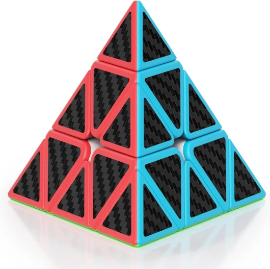 Cube Pyramide, Cube Magique de Triangle 3x3x3; Couleurs Vives Super-durables - Facile à Tourner (Fibre de Carbone)