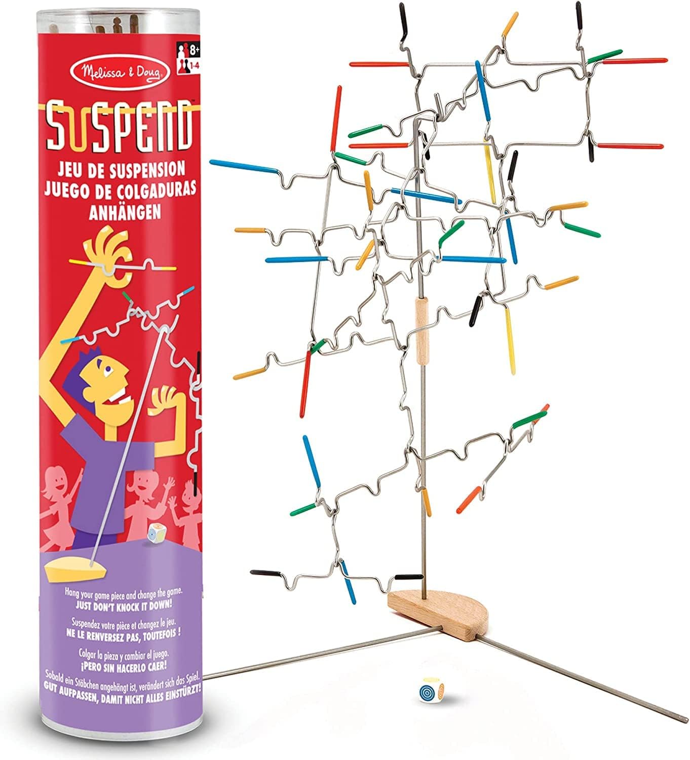 Melissa & Doug - Suspend 24 Pièces - Jeu De Société D’Équilibre Et D’Adresse - Tour Empilable avec Baguettes Colorées - Jeu De Suspension Stratégie Enfant - Cadeau Enfant 8 Ans Et +