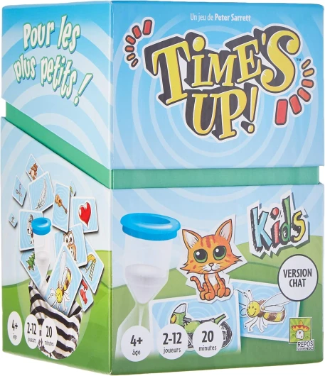Time's UP! Kids : Version Chat - Jeu de Société Enfants dès 4 Ans - Jeu d'Ambiance et de Rapidité Familial - Cartes Dessins à Faire Deviner - 2 à 12 Joueurs - 20 Min - Repos Production