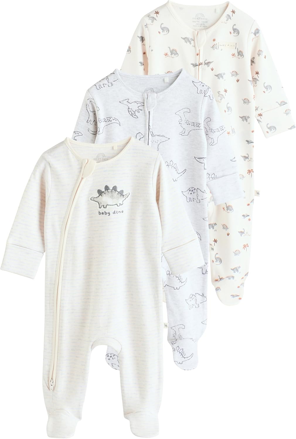 Dors-Bien bébé 100% Coton à Fermeture zippée Double Sens, Lot de 3 6 mois Gris