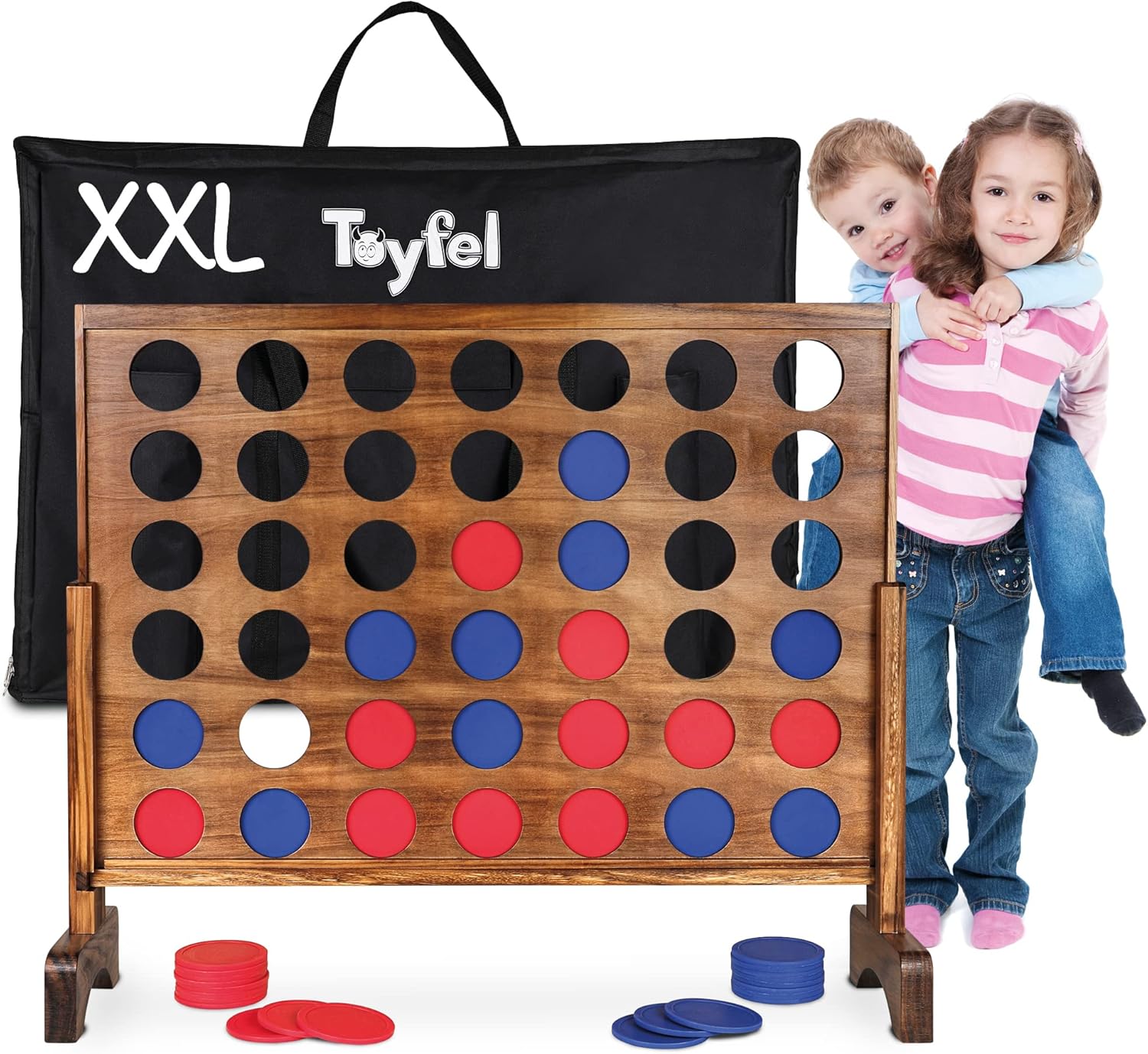 Puissance 4 XXL Jeu de Societe – Puissance 4 geant - Puissance 4 en Bois certifié FSC® - Jeu Exterieur & Interieur - Jeu de stratégie pour Adultes & Enfants à partir de 4 Ans - Ace