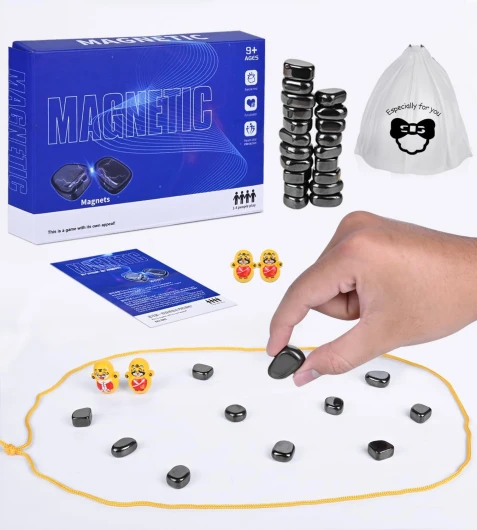 Jeu de Table Magnétique - Jeu d'Échecs et de Dames Éducatif sur Plaque de Pierre Magnétique pour Fêtes de Noël Familiales - Plaque Magnétique Portable et Accessoires de Fête