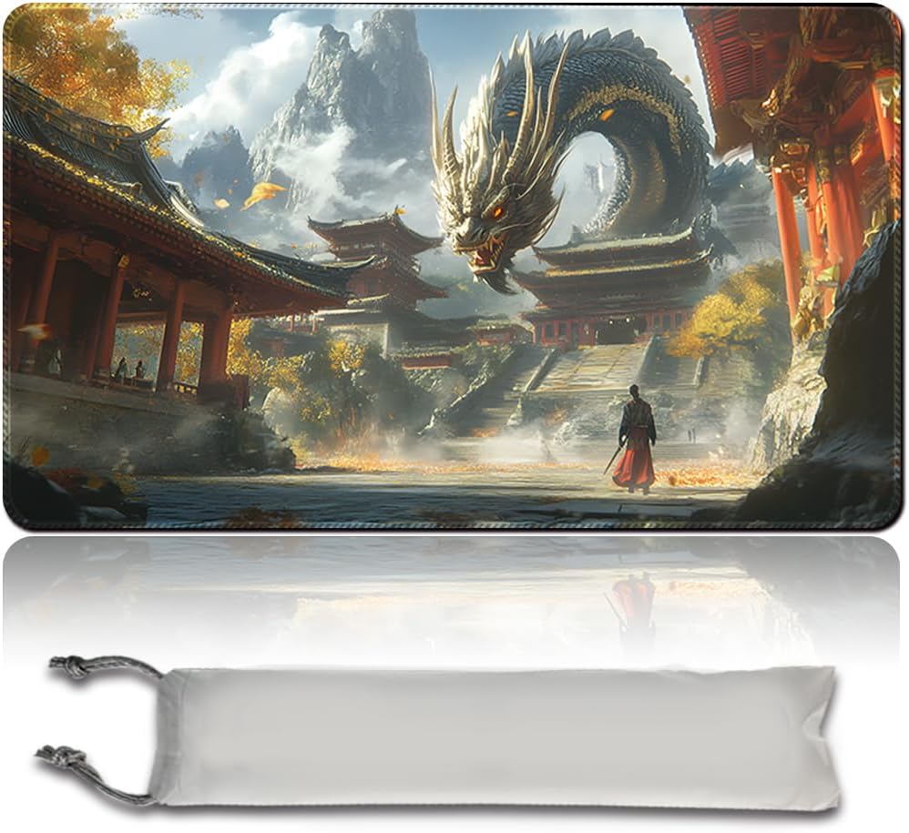 MTG PlayMat Tapis de souris de jeu avec zones 60 cm x 35 cm Compatible MTG Tapis de jeu pour joueur MTG Tapis de jeu Tapis de jeu de société Bords cousus Surface en caoutchouc lisse (pas de zone,