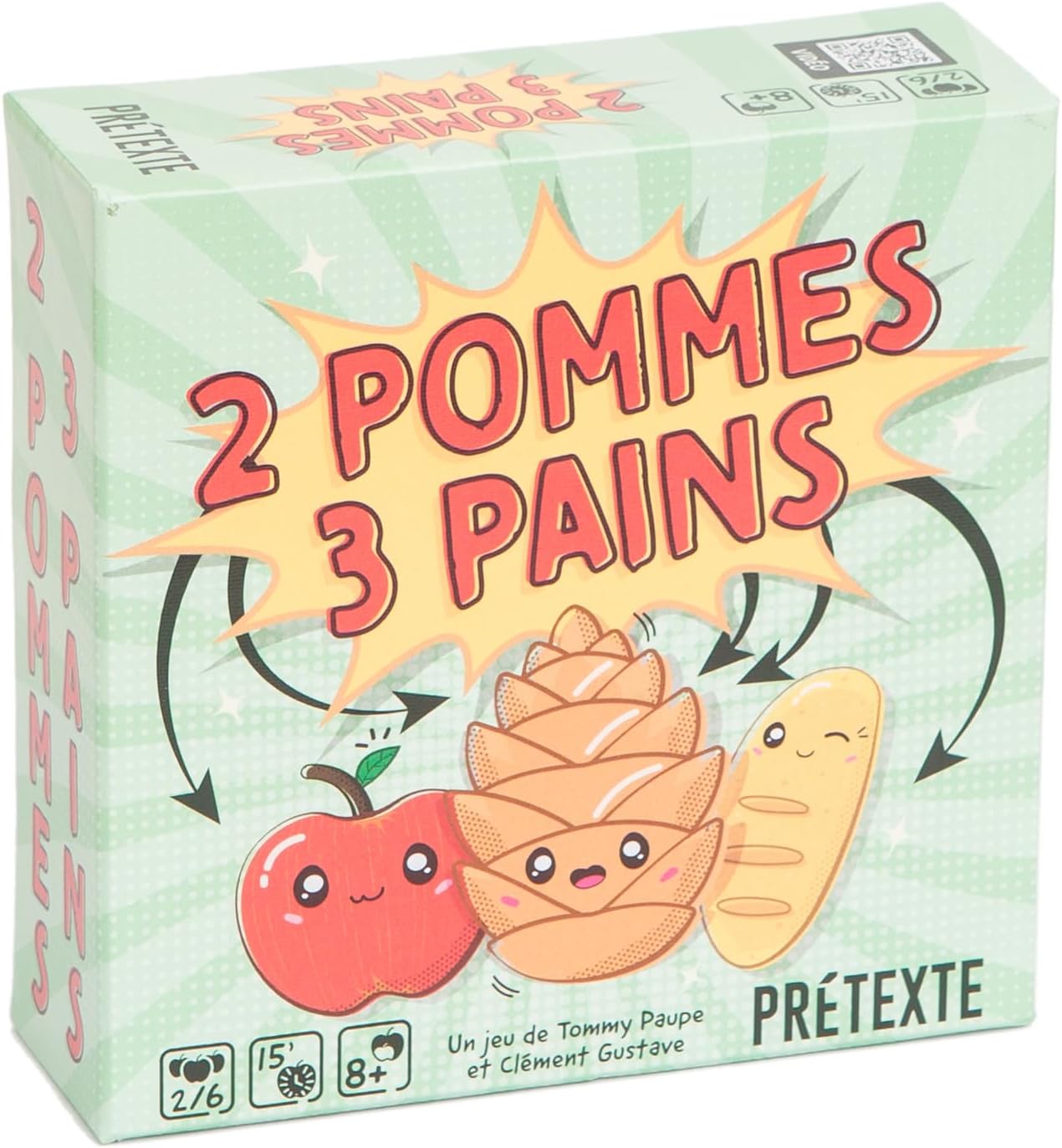 Pretexte - 2 Pommes 3 Pains - Jeu de Société Idéal pour s'Amuser en Famille ou Entre Amis en Soirée - De 2 à 6 Joueurs - Jeu d'Ambiance - A partir de 8 Ans