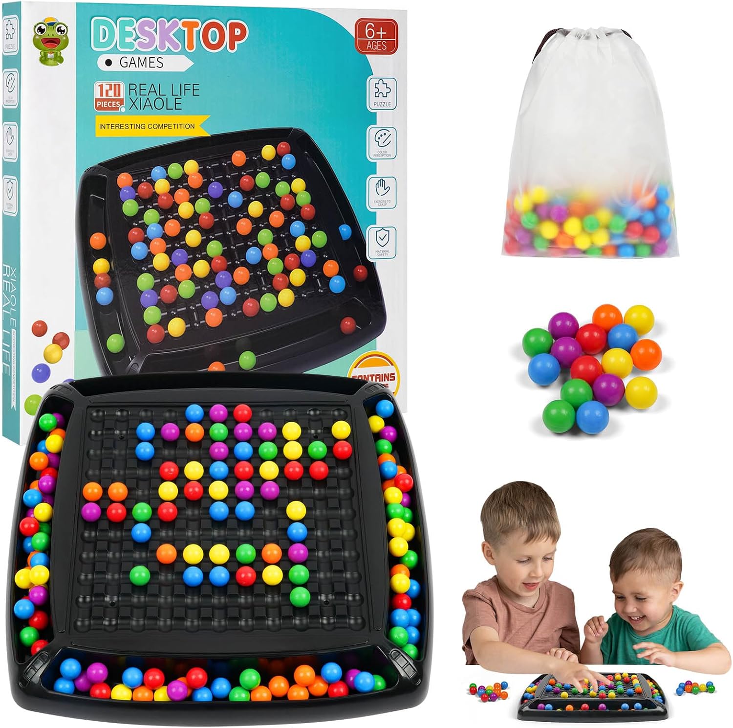 OSDUE Échiquier intellectuel，120 Pièces Jeu D'élimination De Boules Arc-en-ciels Intellectual Chessboard Dual Duel Jeux de Société D'association de Perles pour Enfant et Adultes