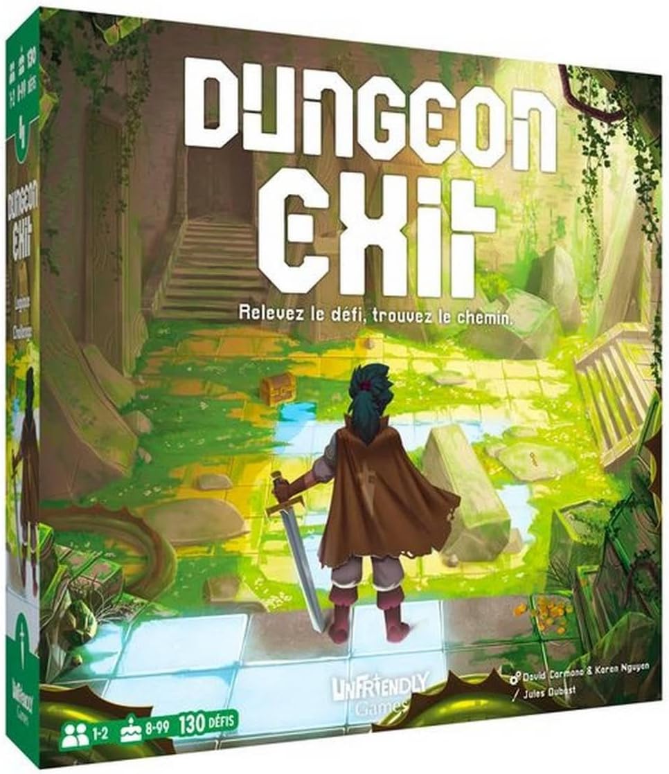 Dungeon EXIT - Jeu de Société de logique - pour 1-2 Joueurs - Mode Solo et Mode Compétitif - Dès 8 Ans - Reflexion et Rapidité - Unfriendly Games