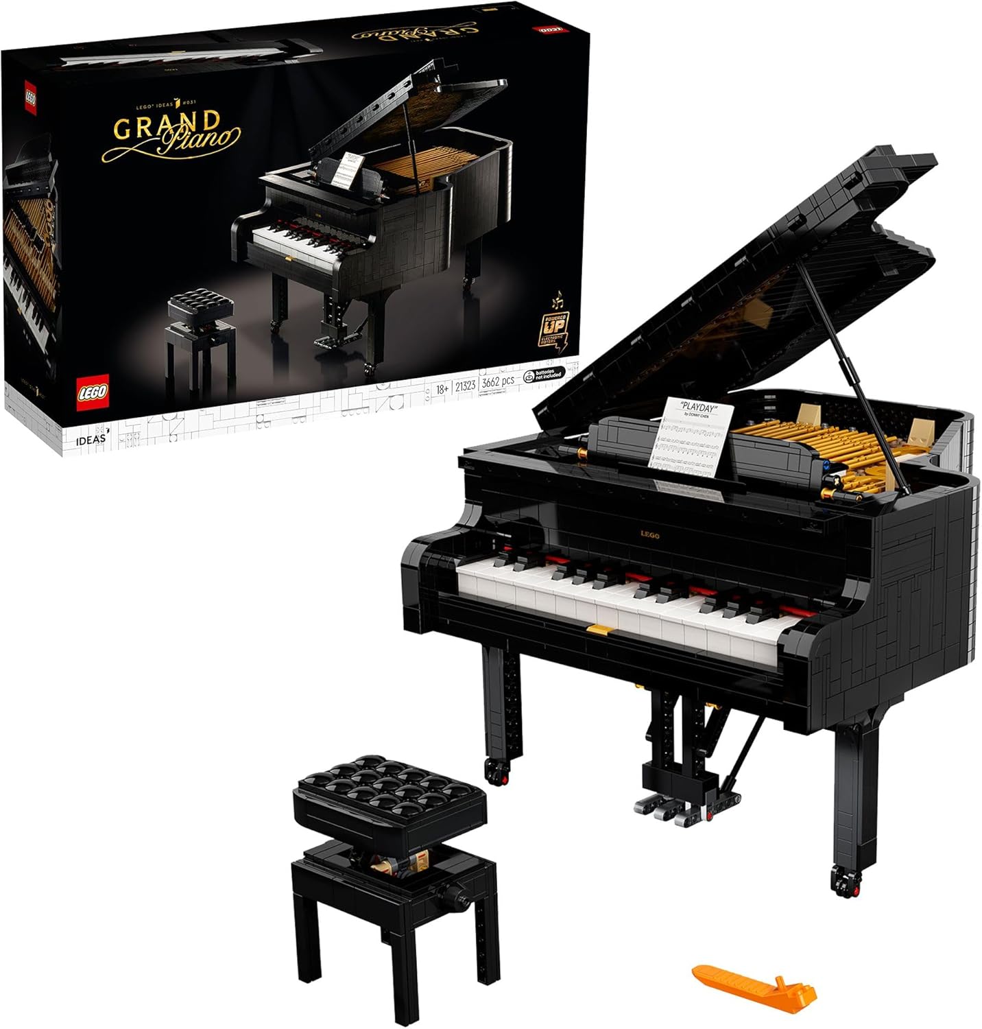 21323 Ideas Le Piano à Queue, Maquette de Construction, à Exposer et à Collectionner, avec Moteur et Fonctions Électriques, Idée Cadeau Musicien Classic