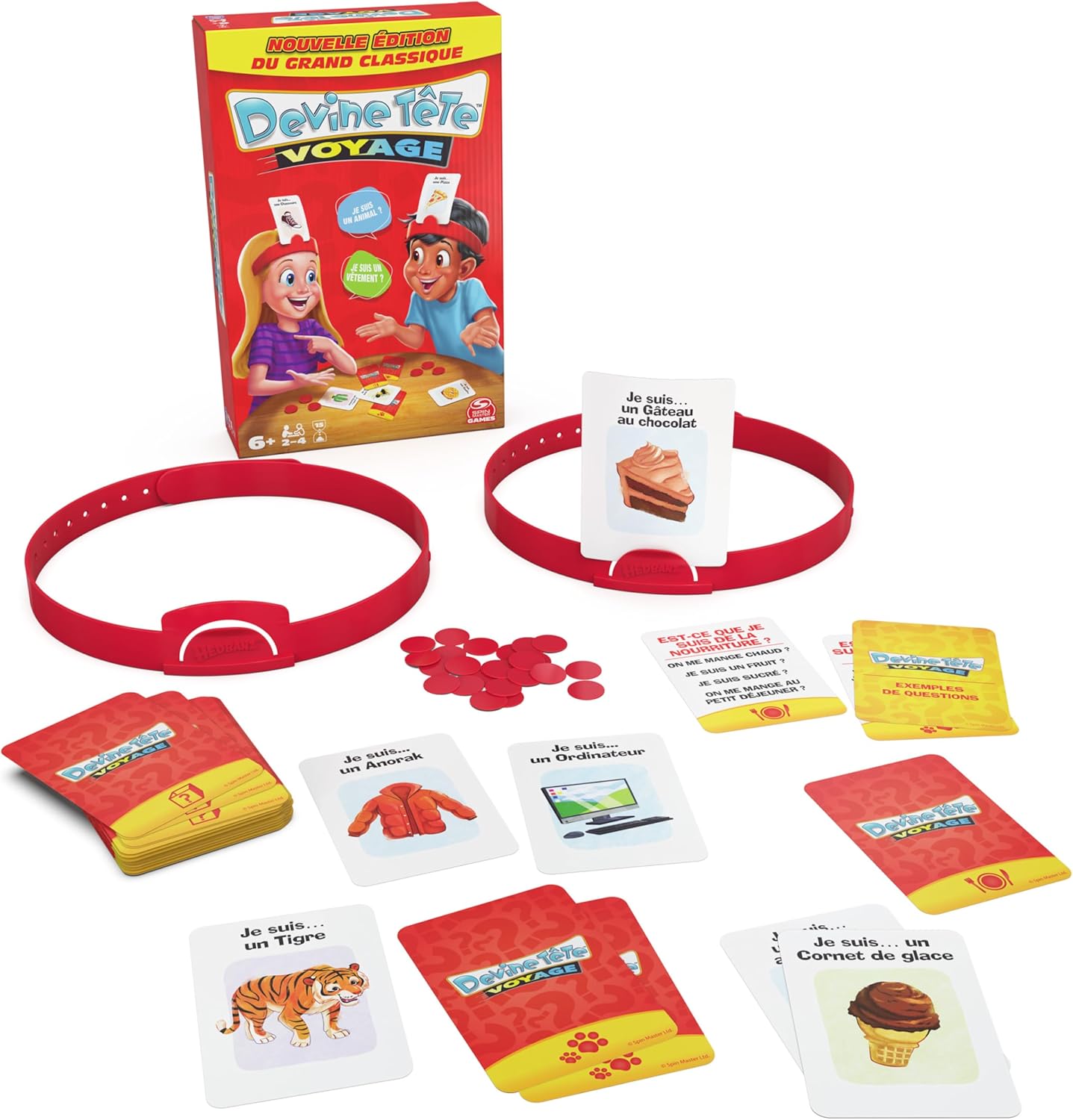 Devine Tête Voyage - Jeu de Société Famille - Bandeaux et Devinettes - Devinez L’Illustration De La Carte Qui Est sur Votre Tête - Jeu De Cartes - Version Française - Jouet Enfant 6 Ans et +