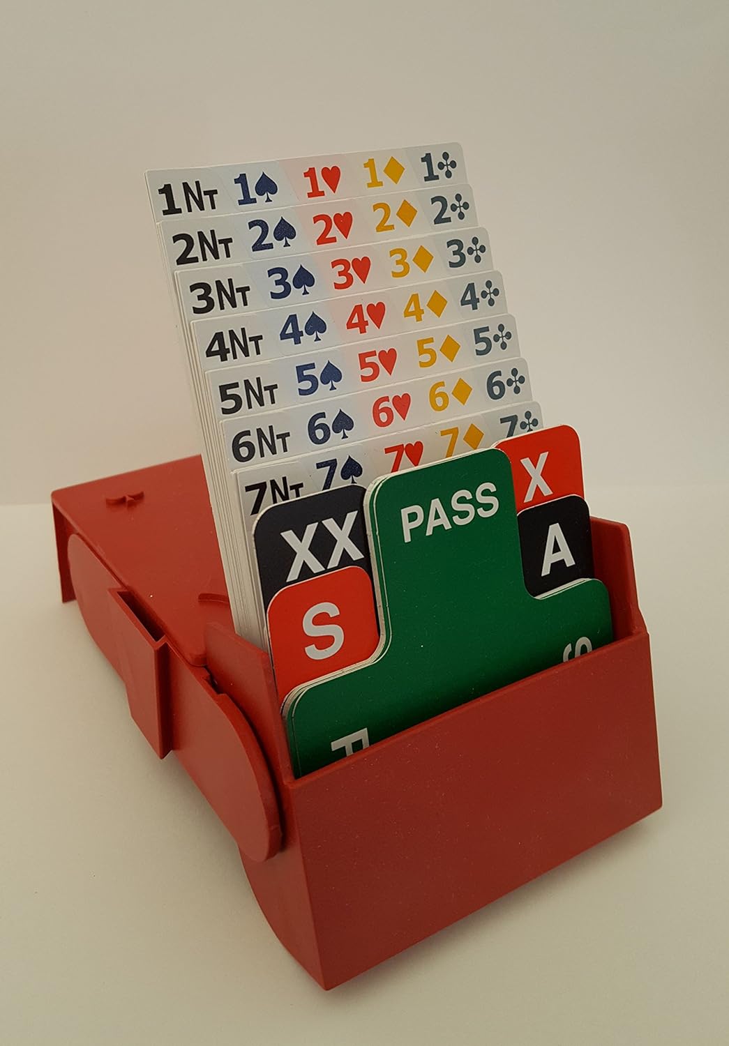 SuperBridgeBox Lot de 4 Cartes d'aide à l'enchère en Plastique Rouge