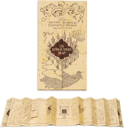 Réplique de la Carte du Maraudeur Harry Potter - Produit de Collection sous Licence Officielle à Taille Réelle - Cadeau d'Anniversaire ou Cadeau de Noël