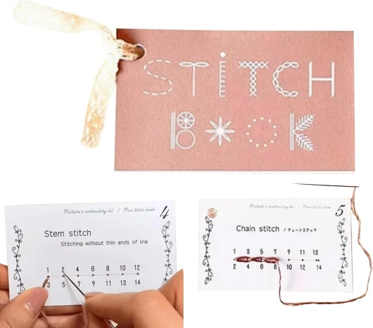 Livre De Broderie Avec Kit De Couture Portable - Guide Débutants, Projets Créatifs - Voyage
