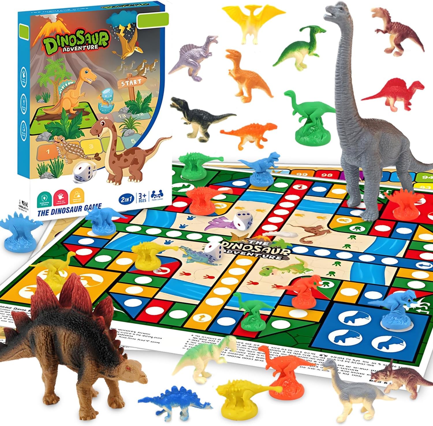 Jeu De Société pour Enfants 17 Pièces,Dinosaure Jouet Jeux Enfant 3 4 5 6 Ans Garçon Fille,Jeux de Société 3-8 Ans,Anniversaire Enfants Garcon Fille,Thème des Dinosaures,Éducatives Jurassiques