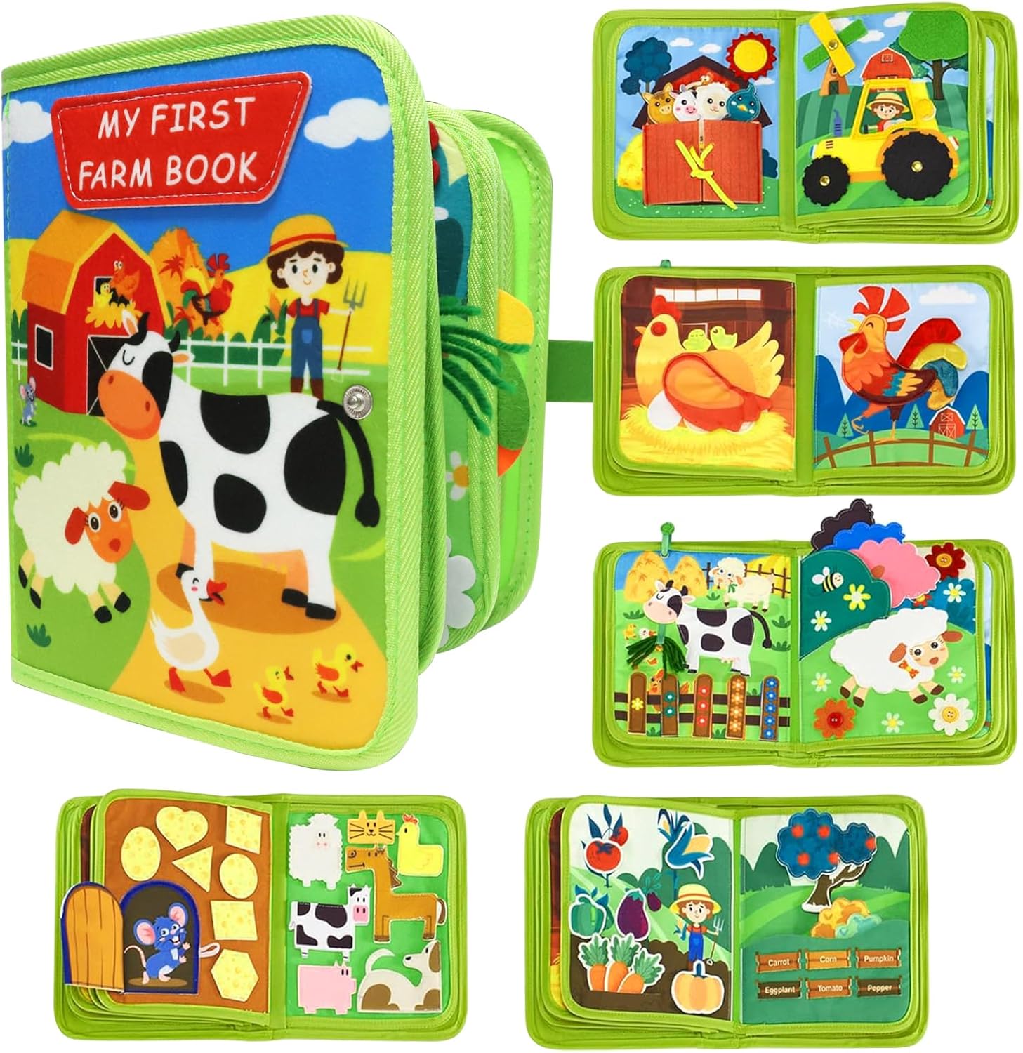 Busy Book Montessori pour enfants 1-3 ans - Livre Sensoriel en feutre avec activités éducatives - Jeu Interactif Quiet Book Portable pour Voyage