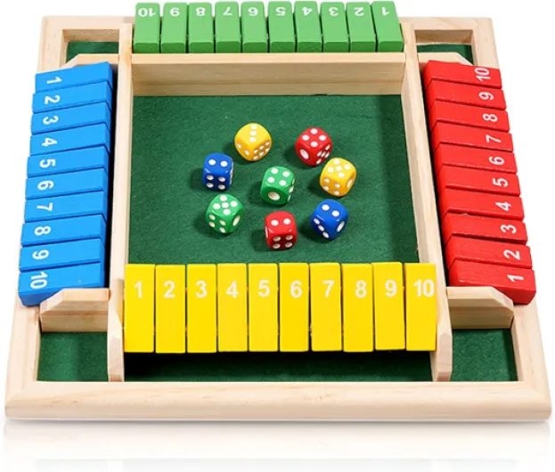 Lithyc Shut The Box - Jeu en Bois - Jeu De Plateau en Bois - BoîTe De Jeux éDucatifs en Bois avec 8 DéS (Quadricolore) Quadrichromie