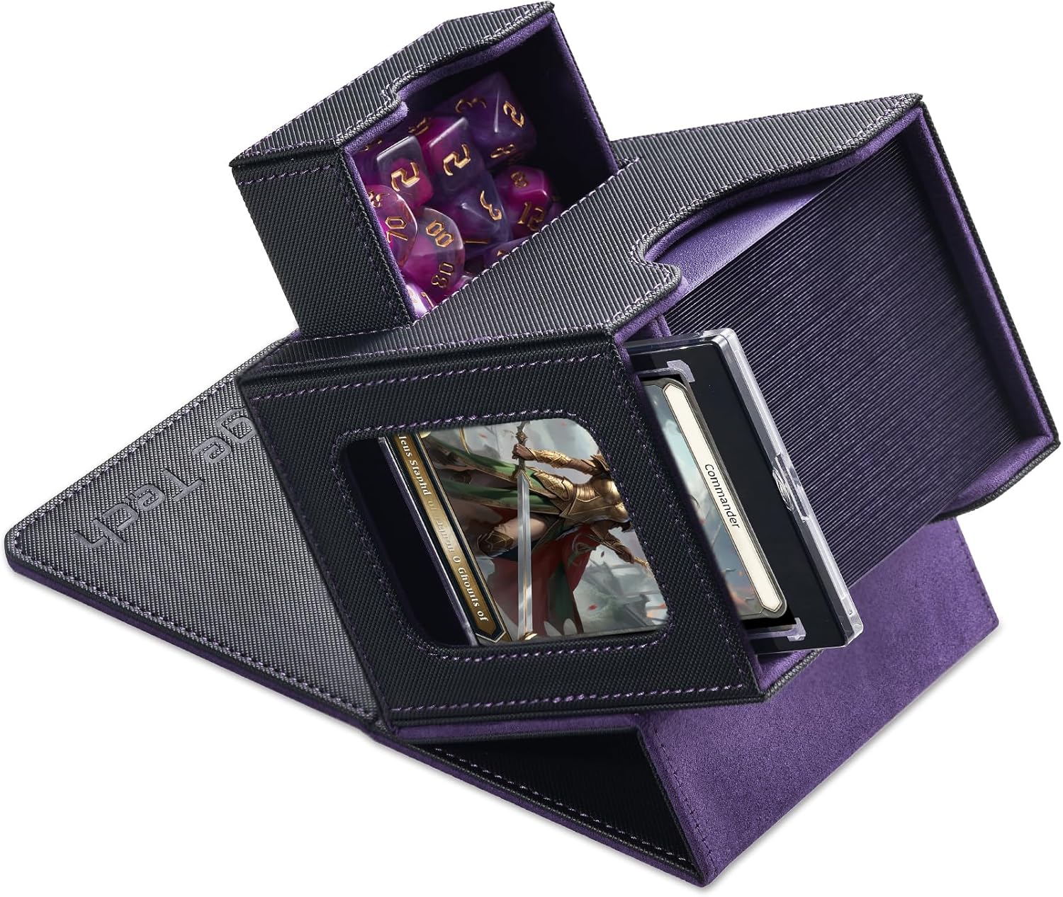 Mage Tech Boîte pour Decks Commander pour MTG - Conception Brevetée, Affichage Commander, Convient pour 100 Cartes Double-Sleeve, Porte-Carte Magnétique de 35pt & Plateau à Dés - Noir/violet 2 - Eclipse (Noir/Violet)