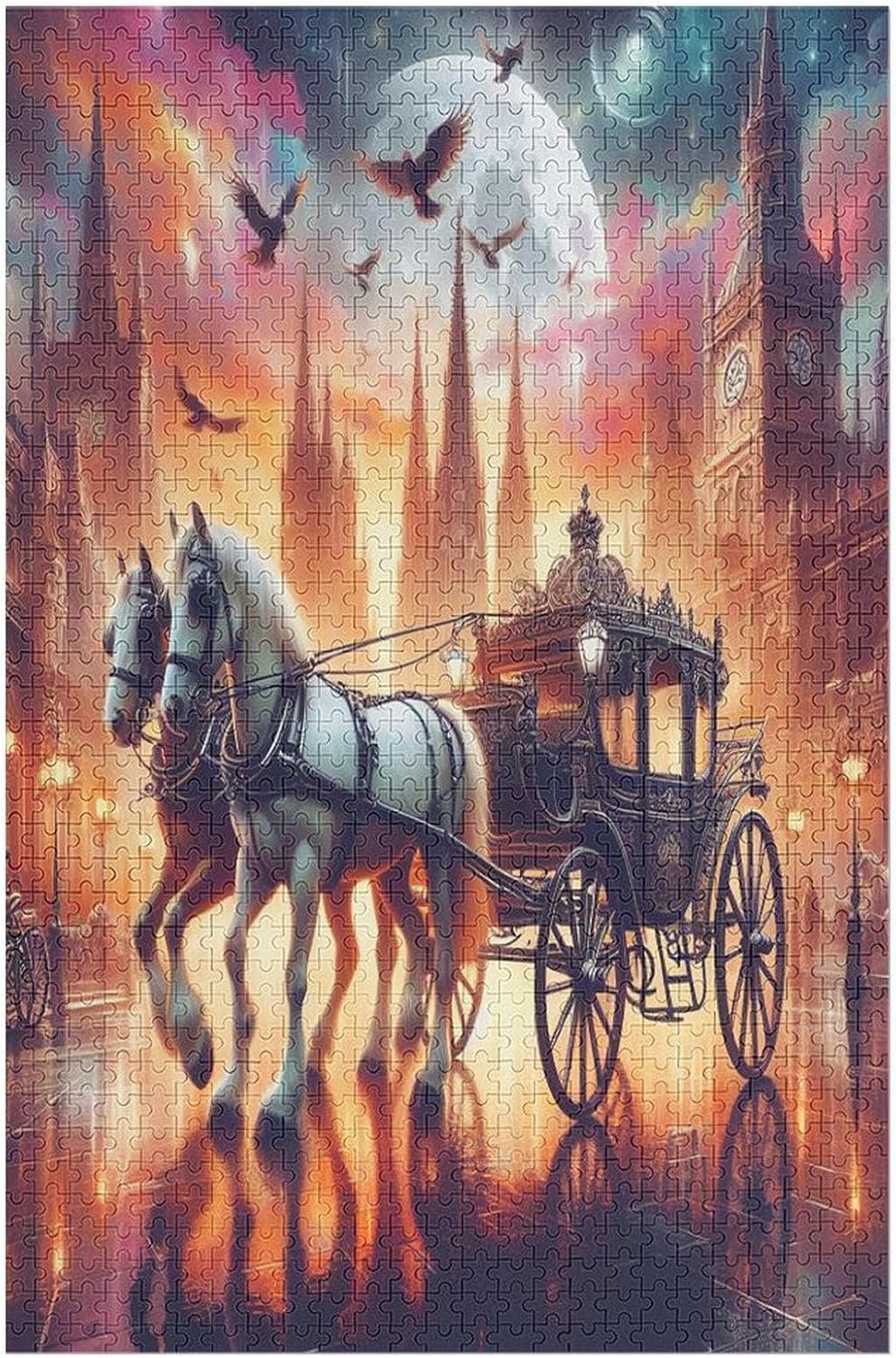 Puzzle Adultes Motif carrosse 1000 Pièces Puzzles en Bois pour Enfants À Partir De 12 Ans ÉduChatif Jeu Familial 78×53cm