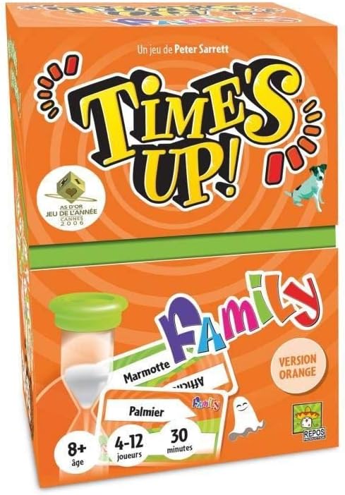 Time's UP : Family - Version Orange - en Français - Jeu de Société d'Ambiance pour Enfants dès 8 Ans - Jeu de Cartes et de Rapidité Famille - 4 à 12 Joueurs - 30 Min - Repos Production
