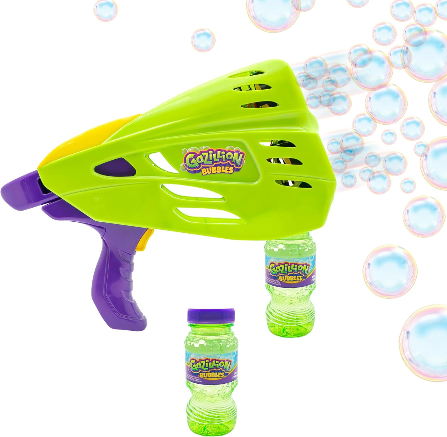 Double Bubble Blaster 2-in-1, Handheld Bubble & Freestanding, Bubble Machine for Kids, Parties, Celebrations and Outdoors Plus Party Mode Colour Changing LED Lights Toys & Gifts Ages 3+ Pistolet à bulles double