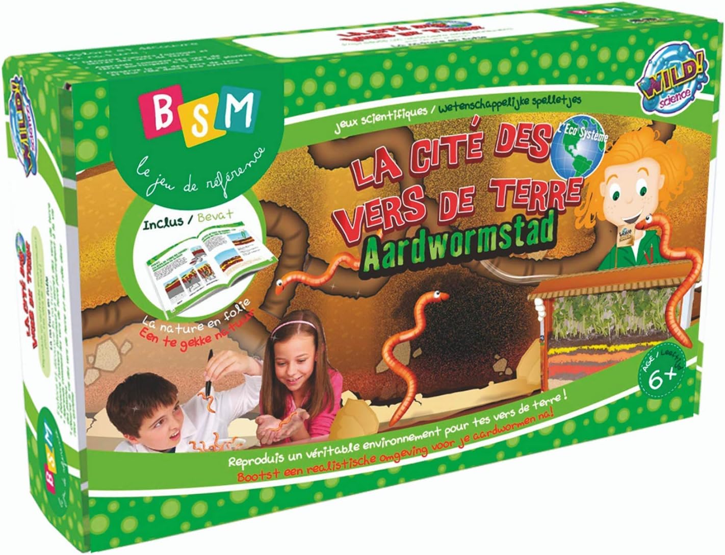 BSM - La Cité des Vers de Terre - Jeu Scientifique - Ferme à lombric Naturel - Ferme à vers de terre Kit de Jeux pour enfant - Jeux ludique pour enfant -Découvre le monde fabuleux des vers - WS 27