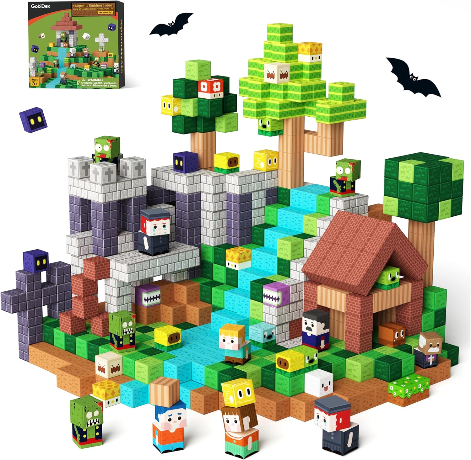 Bloc Magnetique Enfant de 100 Pièces - Blocs de Zomblock, Block Éducatif et Cadeau pour Enfants, Jouets de Building Éducatif pour garçons et Filles de 3-10 Ans, 2025 Nouveau Édition standard