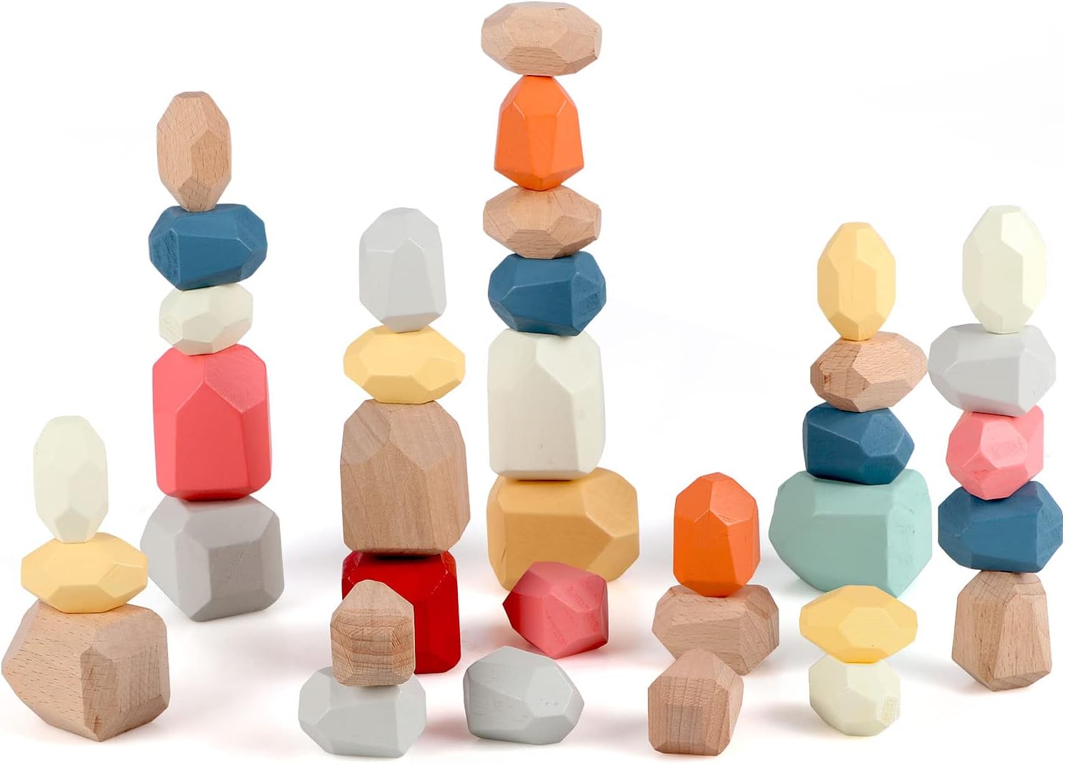 36 pièces empilable Pierre d'équilibrage coloré Blocs de Construction en Bois Jouets Jeu Roches pour Enfants de 3 Ans garçons Filles