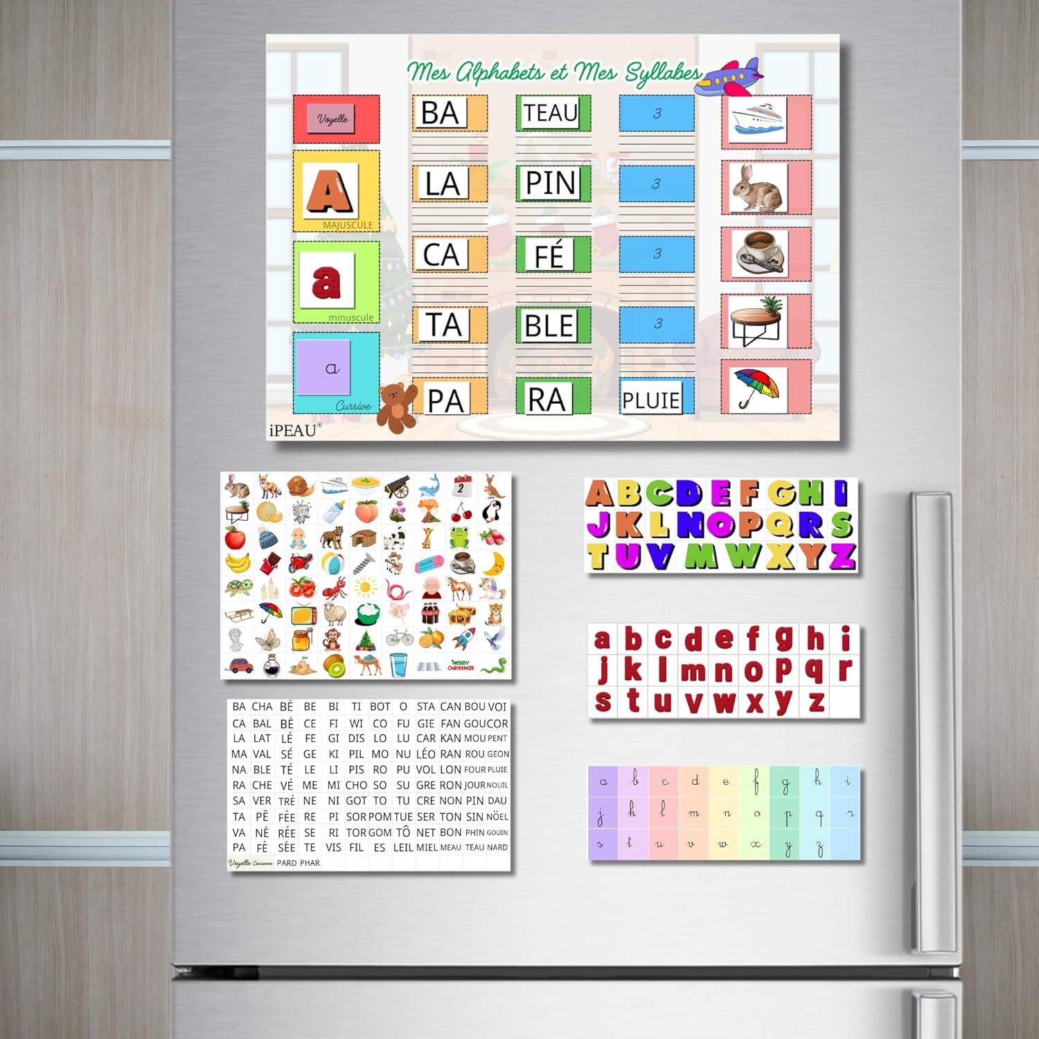 Jeux de Carte Syllabe Apprentissage Lecture Syllabique Maternelle Jouet Pictogramme Montessori pour Apprendre à Lire pour Enfants 3 à 8 Ans PS CP-Cadeau Fille et Garçon-Activités Pédagogie Syllabes