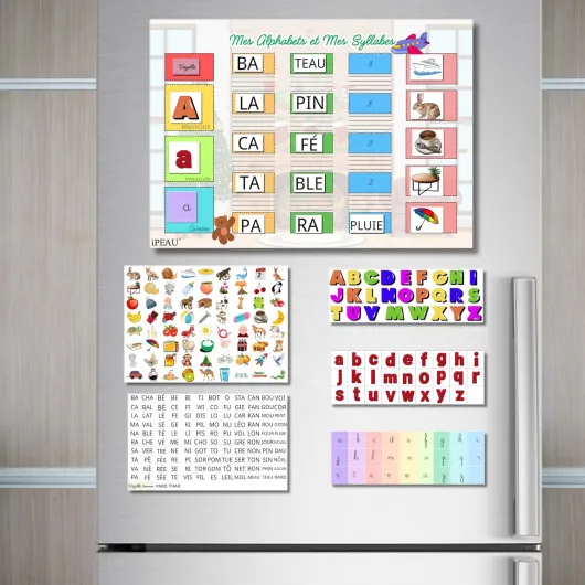 Jeux de Carte Syllabe Apprentissage Lecture Syllabique Maternelle Jouet Pictogramme Montessori pour Apprendre à Lire pour Enfants 3 à 8 Ans PS CP-Cadeau Fille et Garçon-Activités Pédagogie Syllabes