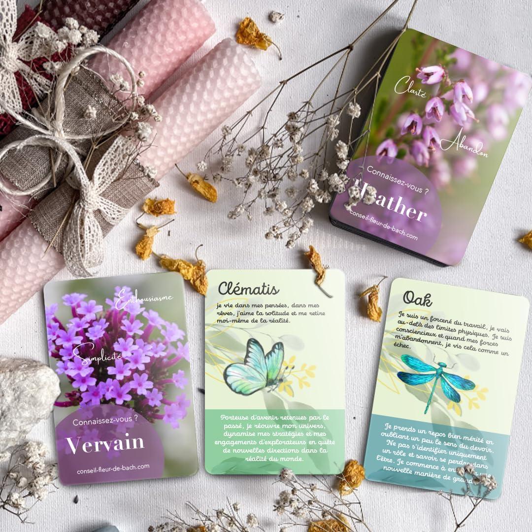 Cartes DE Fleurs DE Bach - 38 Cartes Illustrees - Jeu de 38 Cartes pour sélectionner intuitivement Vos Fleurs de Bach