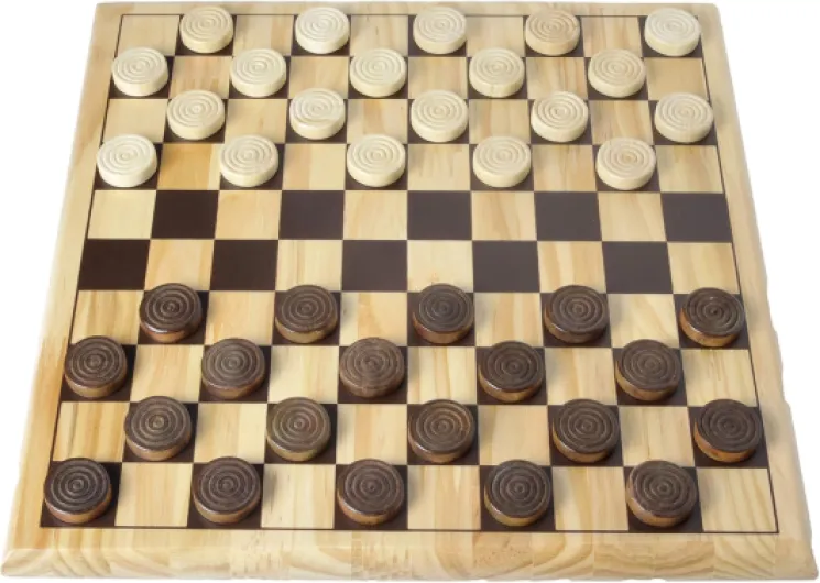 150236 - Jeu de Dames en Bois - Marron et Crème - Jeu de Société Classique - Damier en Bois Massif - Stratégie - Débutants - Famille - 2 Joueurs - Dès 6 Ans