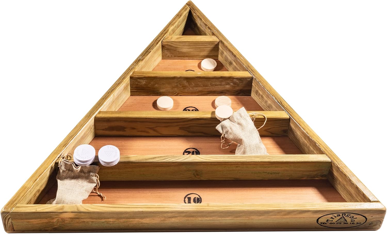 TRIANGOLO Nouveau Jeu De Palets en Bois - Un Jeu Différent sur Chacune De Ses Deux Faces - Se Joue à L’intérieur comme à L'extérieur - Divertissement Assuré en Famille Ou Entre Amis.