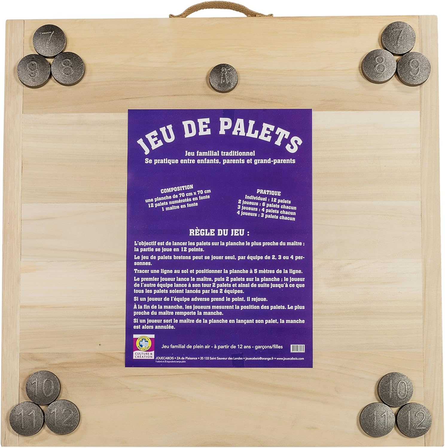 Jouecabois Jeu de Palet Breton Complet, Violet TU