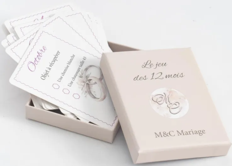 Jeux Mariage: Animez Votre Mariage avec l'incontournable Jeu des 12 Mois - Bonne Ambiance et Fous rires garantis - L'indémodable Jeu de Chasse à l'objet, Un gage par Mois aux perdants.