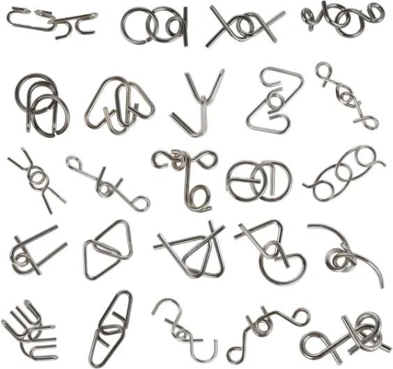 Set de Casse-têtes en métal 24 pièces, Jeux de réflexion pour Adultes, Jeux de Patience pour Adultes, Jeux de dextérité, Casse-têtes pour Enfants, Puzzle IQ 3D, idée Cadeau pour Tous Les âges.