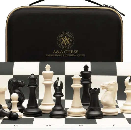 Jeu D'échecs De Tournoi avec Plateau en Silicone Pliable De 51*51 cm Et Pièces Staunton Quadruplement Lestées, Facile A Emballer Et A Transporter, Edition Classique Super Lourde, 2 Joueurs Silicone Board Set