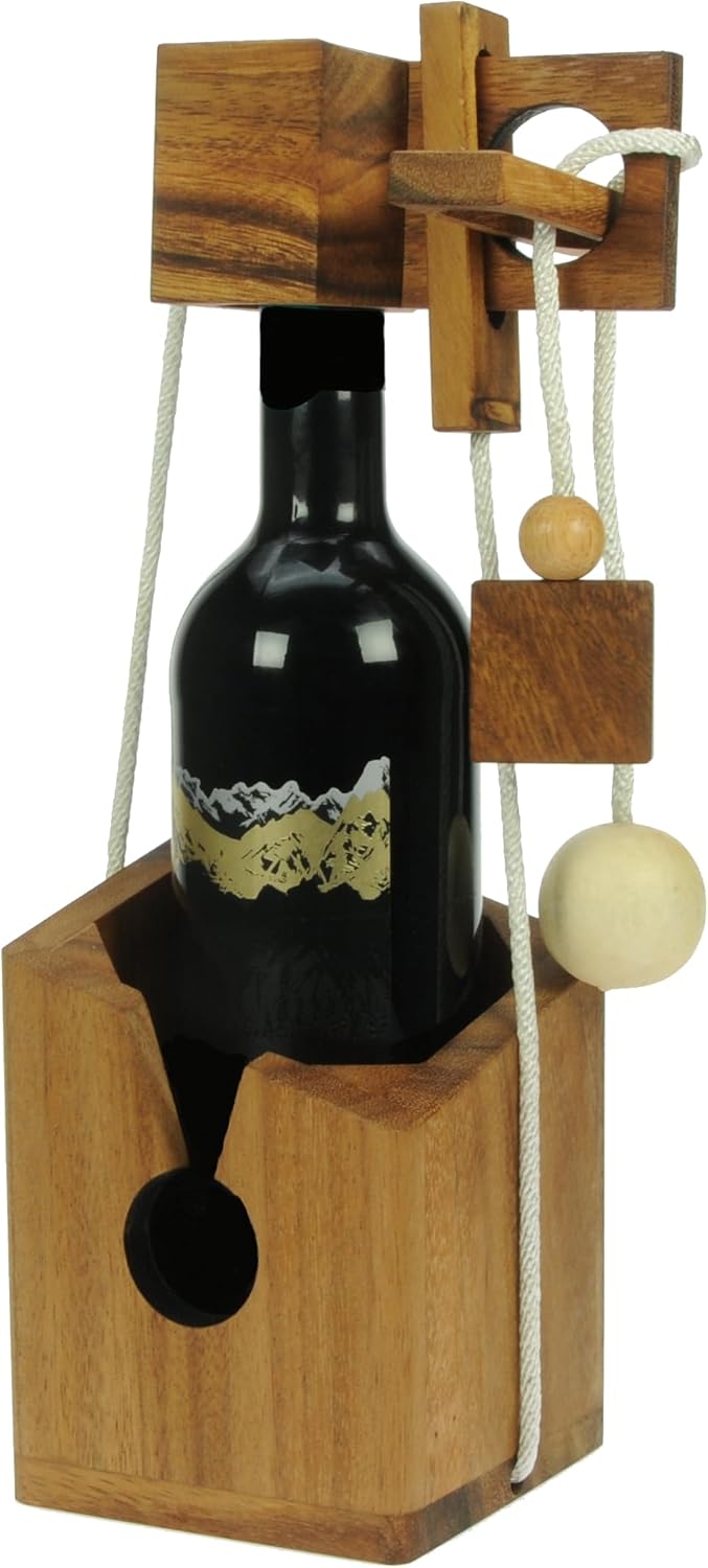 ® Casse-tête pour Bouteille de Vin – Puzzle en Bois pour Adultes - Idee Cadeau Homme et Femme Original - Emballage Unique pour Bouteille - Jeu de logique Adulte