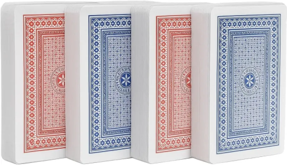 Générique Lot de 4 Jeux de Cartes – 56 Cartes par Paquet – 2 Rouges + 2 Bleus – Idéal Poker, Belote, Rami, Bridge, Jeux de Société